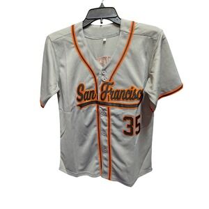 San Francisco Crawford 35 Baseball Jersey Grey Orange Button Up Mens XL